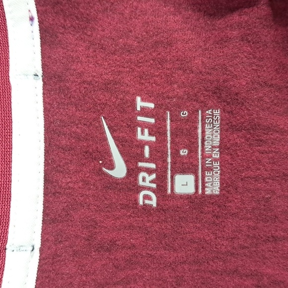 Nike Swoosh Dri-Fit embroidered LG Heather burgundy 1/4 zip athletic shirt - Picture 7 of 9